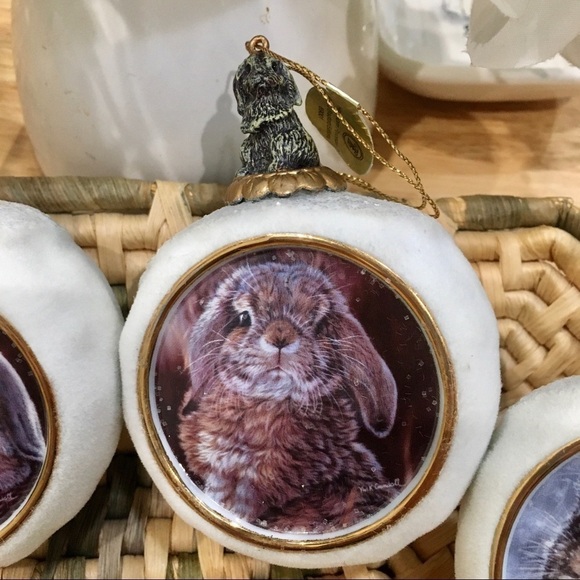 Vintage VIVI CRANDALL SNOWBALL BUNNIES Christmas ornaments set of three rabbits - Picture 2 of 10